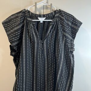 Time and Tru Black and White Striped Blouse